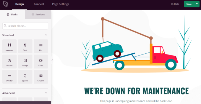 编辑 Maintenance 模式页面 编辑 Maintenance 模式页面
