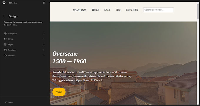 WordPress 全站编辑器导航