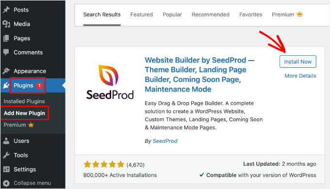 SeedProd 插件安装按钮 SeedProd 插件安装按钮