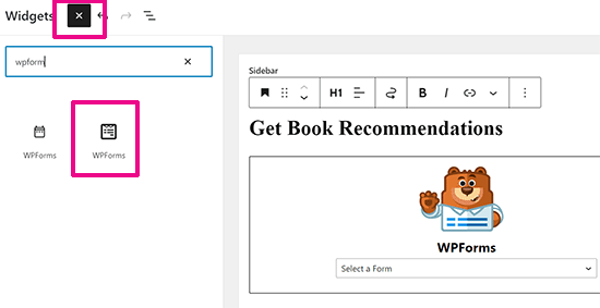 在小工具区域添加 WPForms 区块 在小工具区域添加 WPForms 区块