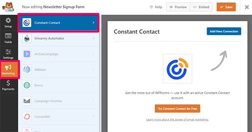连接 Constant Contact 连接 Constant Contact
