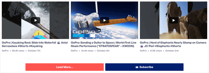 YouTube channel feed example YouTube channel feed example