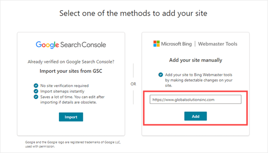 手动将网站添加到 Bing Webmaster Tools 手动将网站添加到 Bing Webmaster Tools
