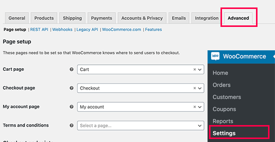 选择 WooCommerce 默认页面 选择 WooCommerce 默认页面