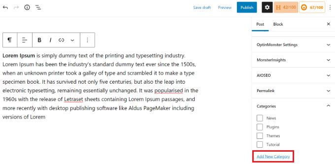 在 WordPress 中添加新分类