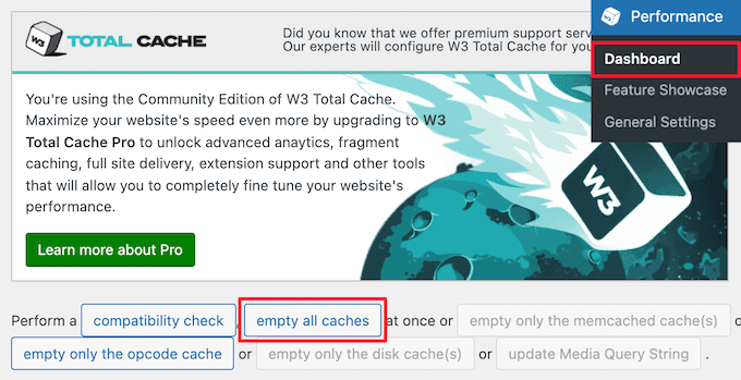 清除 W3 Total Cache