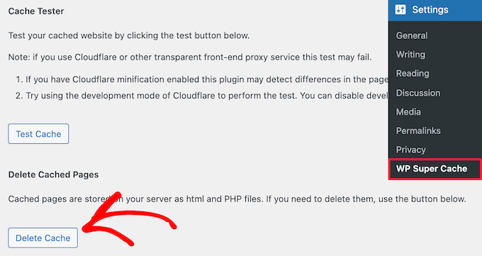 清除 WP Super Cache