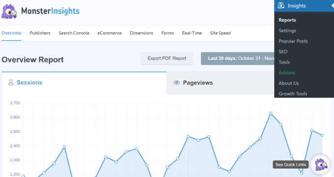 MonsterInsights 仪表盘报告 MonsterInsights 仪表盘报告