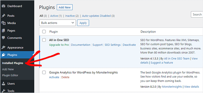 Installing a plugin in WordPress 已安装插件列表