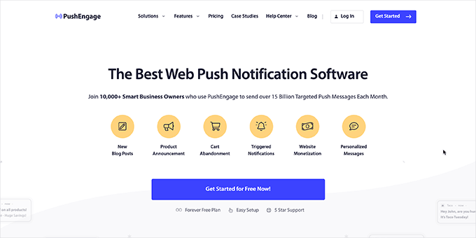 PushEngage 网站首页