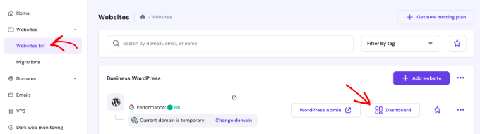 Hostinger hPanel 网站页面