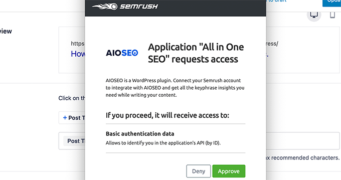 批准 Semrush 访问权限 批准 Semrush 访问权限