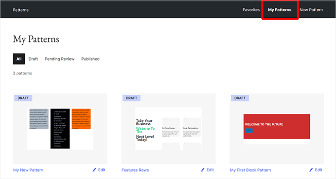 在 WordPress.org 目录中管理模式 在 WordPress.org 目录中管理模式