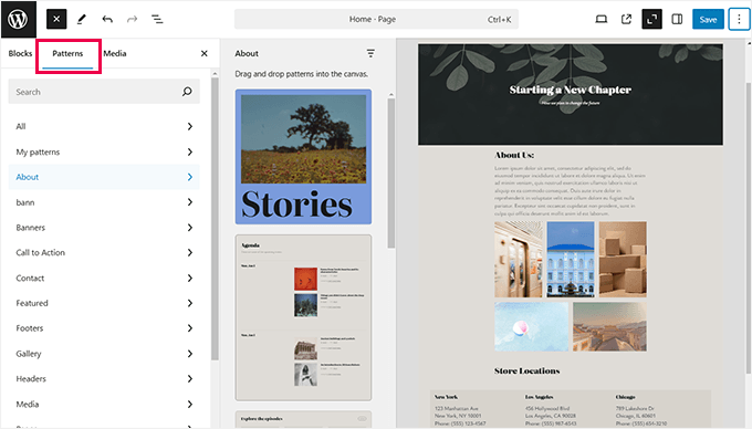 WordPress 块编辑器中的模式 WordPress 块编辑器中的模式