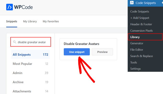 从库中选择禁用 Gravatar 的代码片段