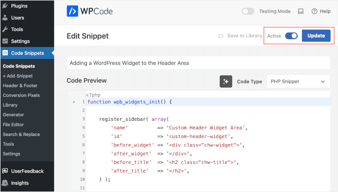 WPCode 中保存的设置 WPCode 中保存的设置