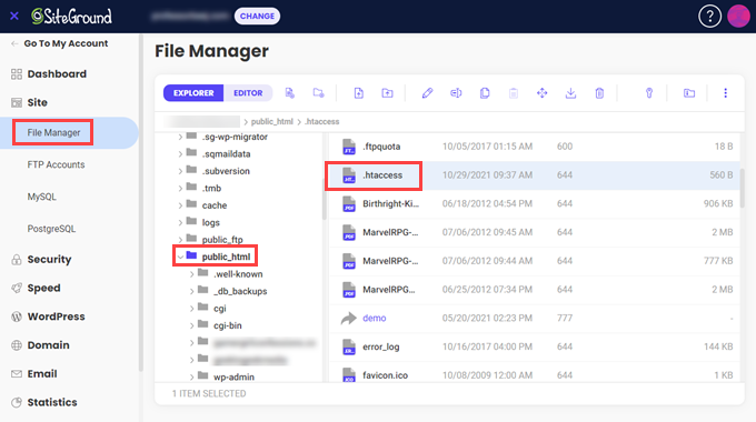 Hostinger 文件管理器中的 .htaccess Hostinger 文件管理器中的 .htaccess
