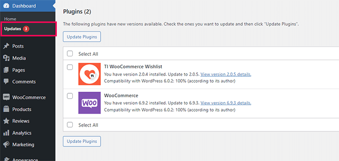 更新WooCommerce