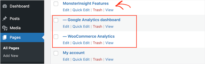 WordPress 父页面和子页面