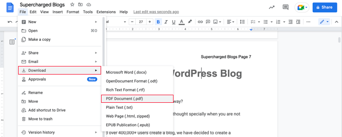 将 Google Docs 导出为 PDF 文档 将 Google Docs 导出为 PDF 文档