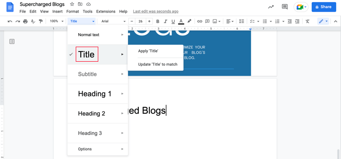 在 Google Docs 中选择标题样式 在 Google Docs 中选择标题样式