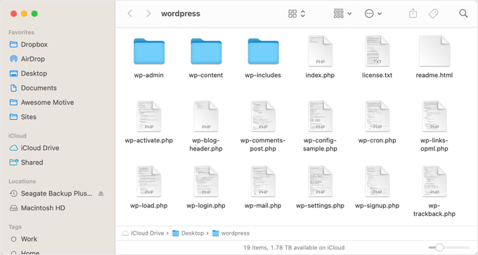 下载并解压后的 WordPress 文件夹 下载并解压后的 WordPress 文件夹