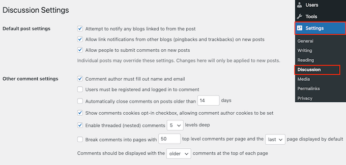 修改 WordPress 评论设置 修改 WordPress 评论设置