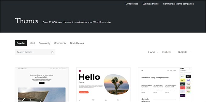WordPress 主题目录页面
