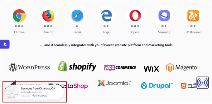TrustPulse 通知示例 TrustPulse 通知示例