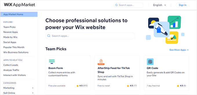 Wix 应用市场