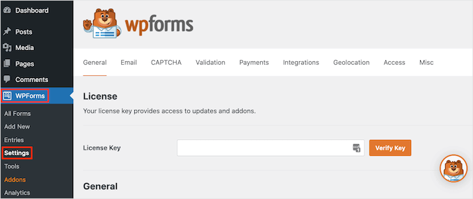 激活 WPForms 许可证