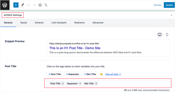 All in One SEO 的默认 SEO 标题