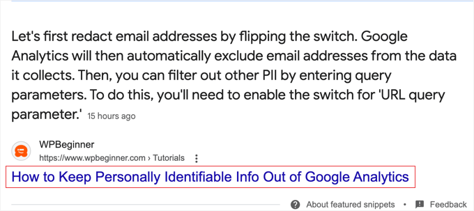 搜索引擎结果页面上的 SEO 元标题示例